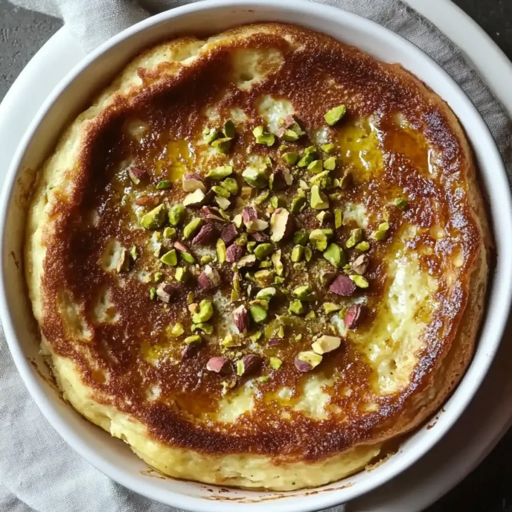 Pistachio-Honey Ricotta Pancake Bake