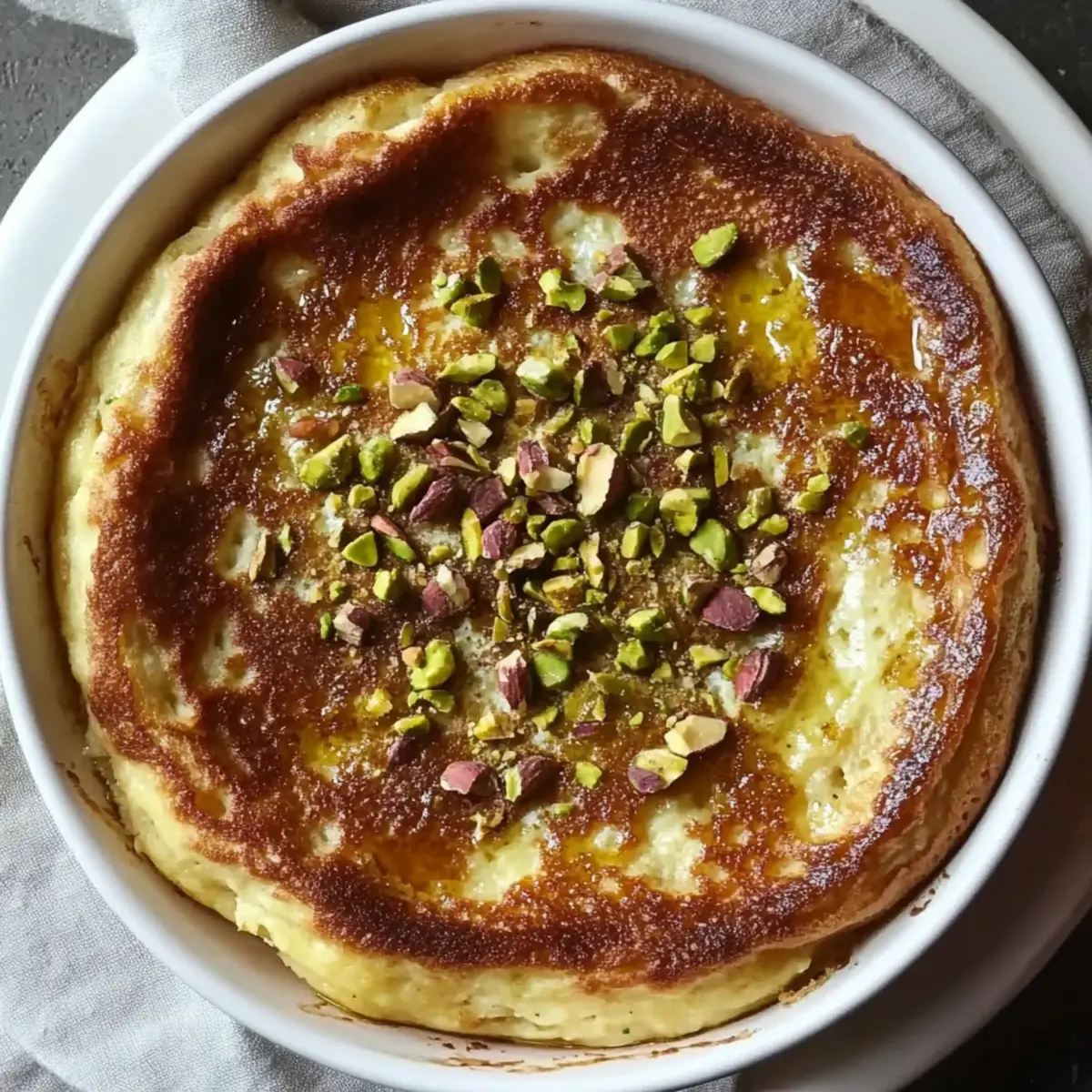 Pistachio-Honey Ricotta Pancake Bake