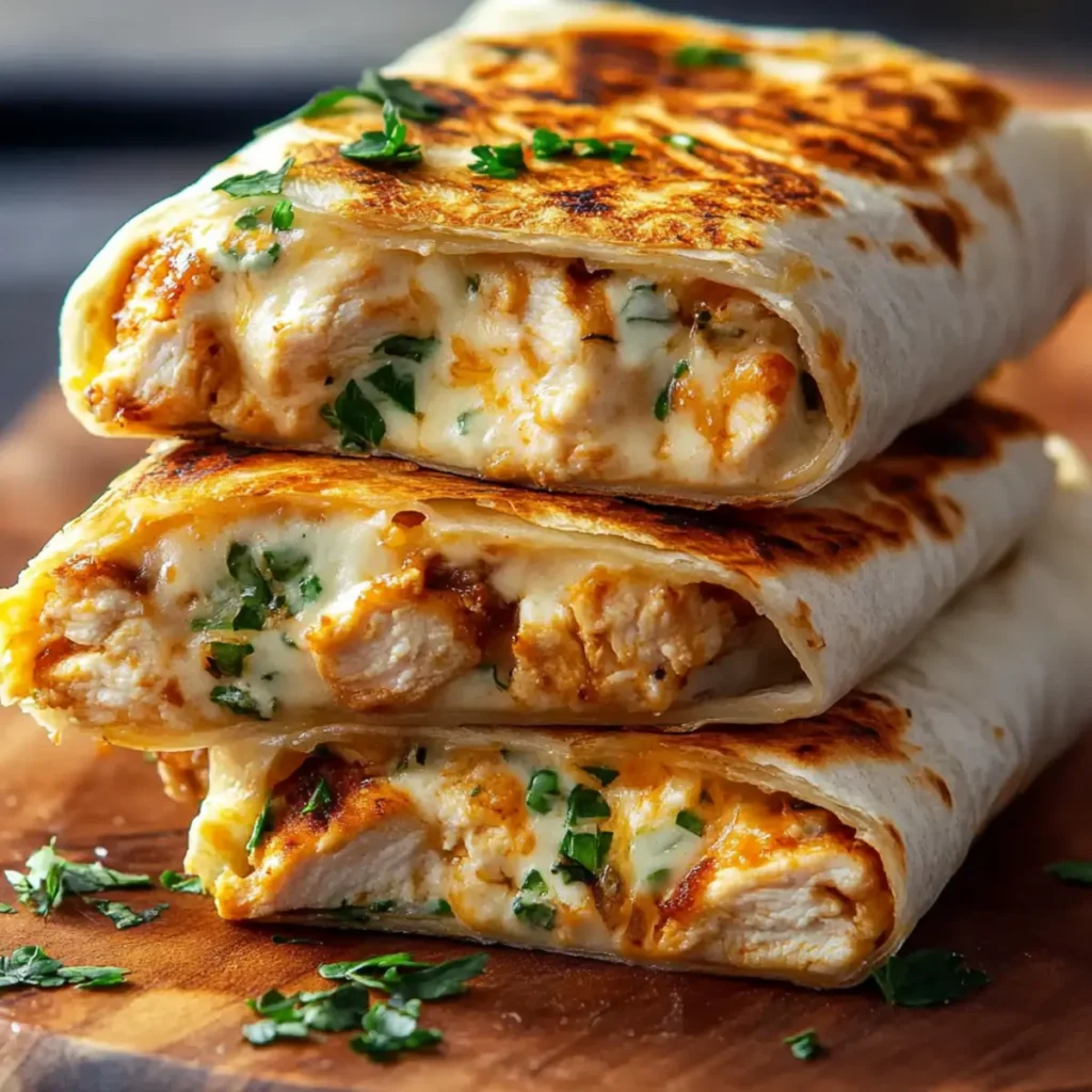 Ooey-Gooey Cheesy Garlic Chicken Wraps You’ll Devour