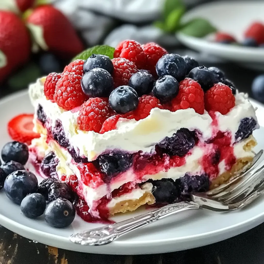 No Bake Summer Berry Lasagna