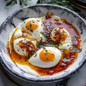 Turkish Eggs (Cilbir) - Six Hungry Feet - Recipes - Brunch