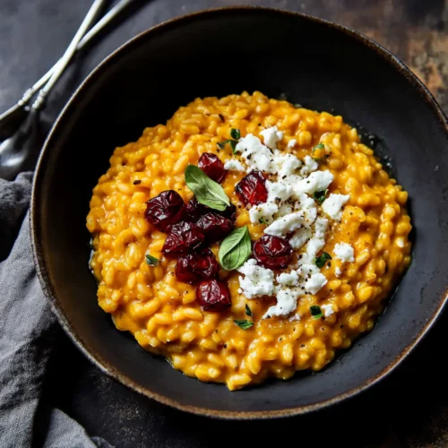 Pumpkin Risotto with Goat Cheese