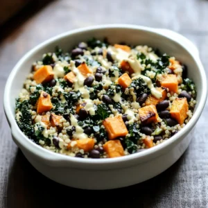 Sweet Potato Casserole with Black Beans, Kale and Quinoa