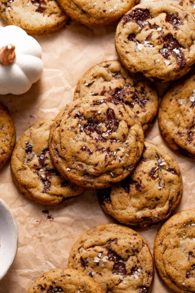 Deliciously chewy pumpkin chocolate chip cookies on a plate