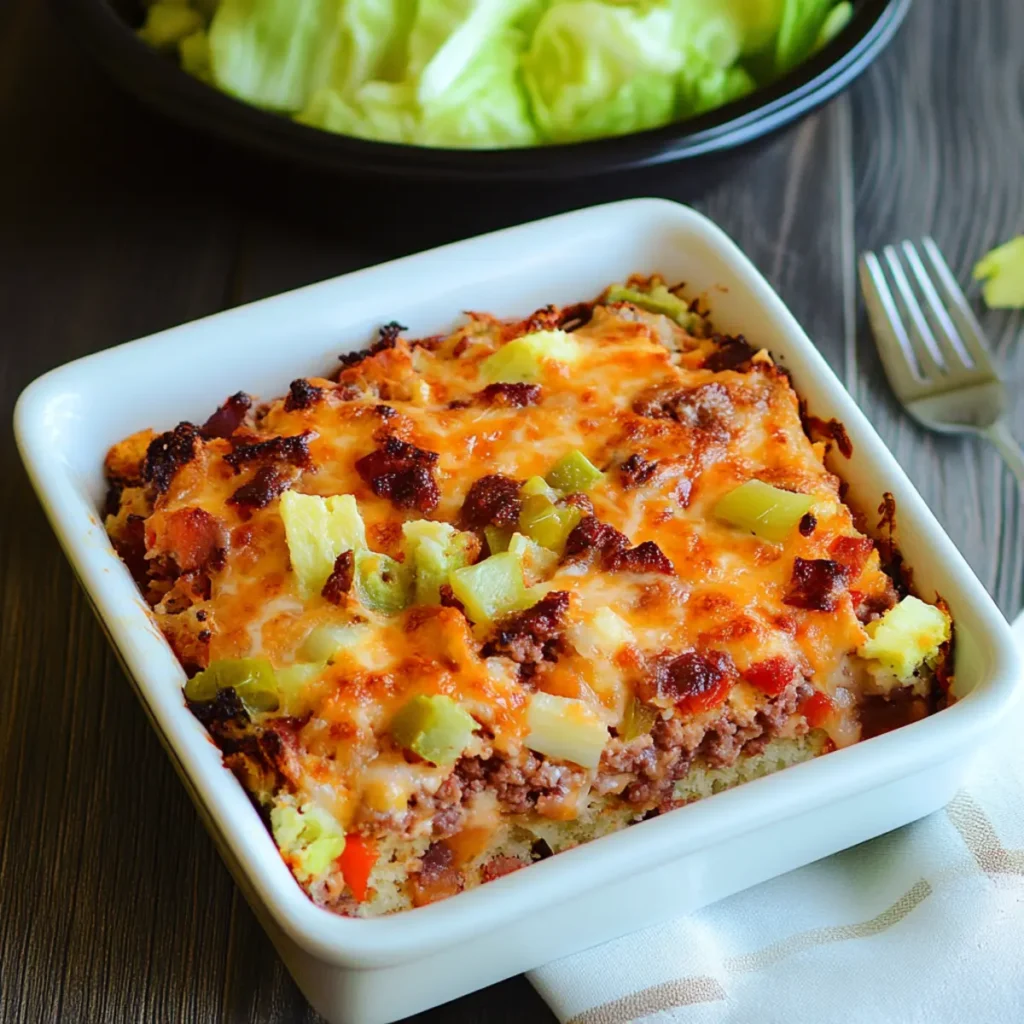 Everything but the Bun Cheeseburger Casserole