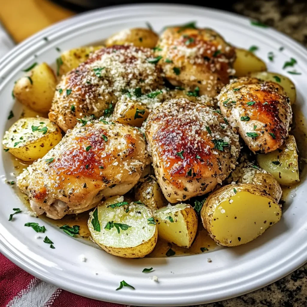 Slow Cooker Parmesan Garlic Chicken and Potatoes