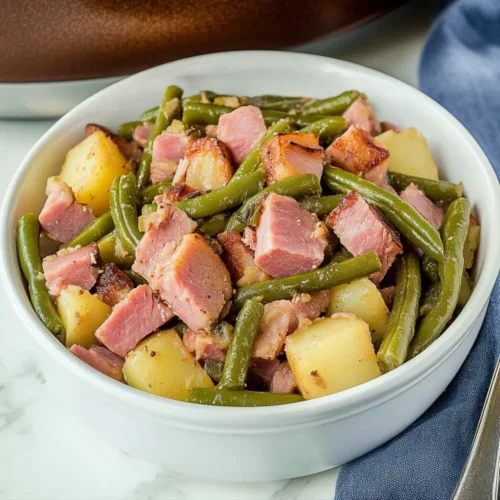 Slow Cooker Ham, Green Beans, and Potatoes
