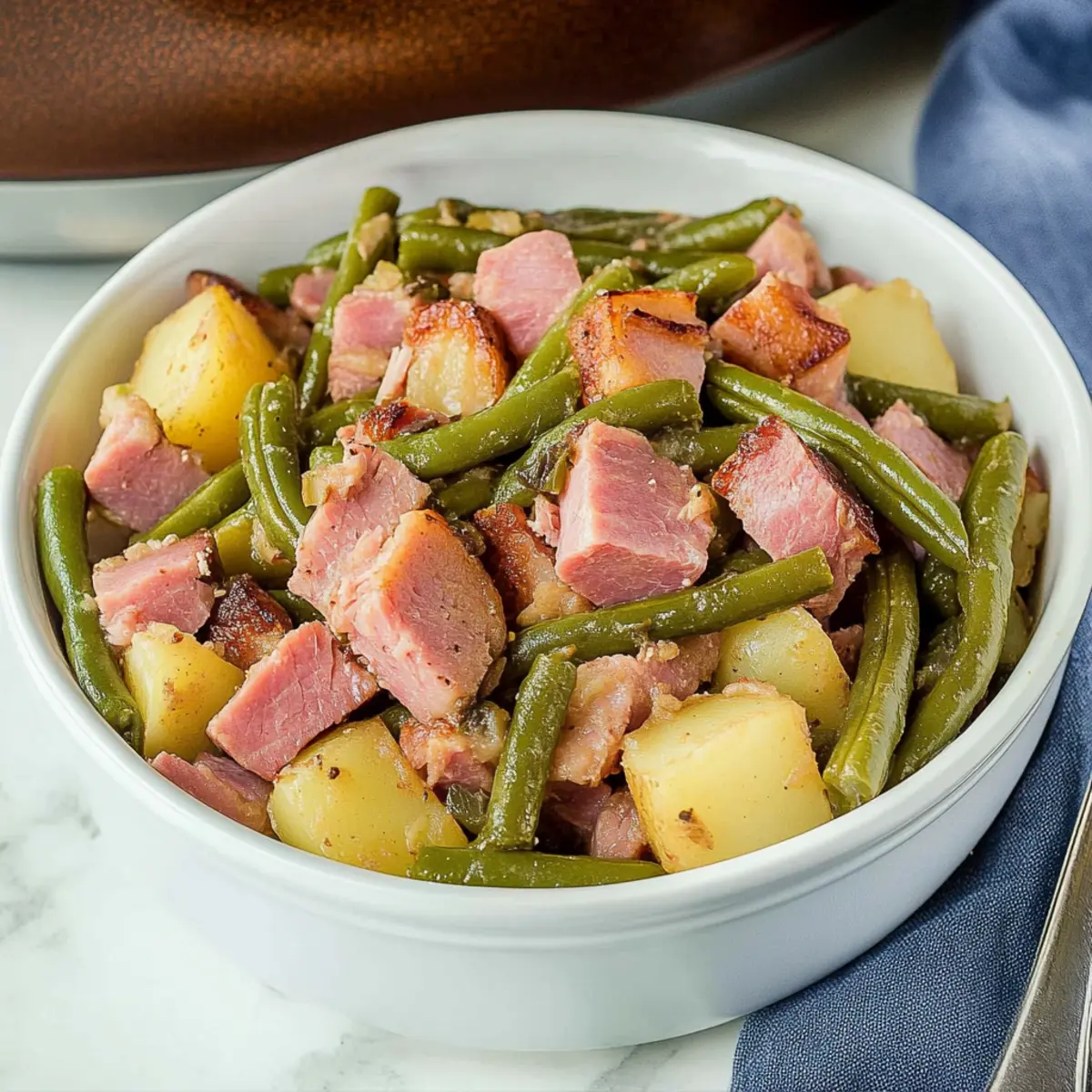 Slow Cooker Ham, Green Beans, and Potatoes