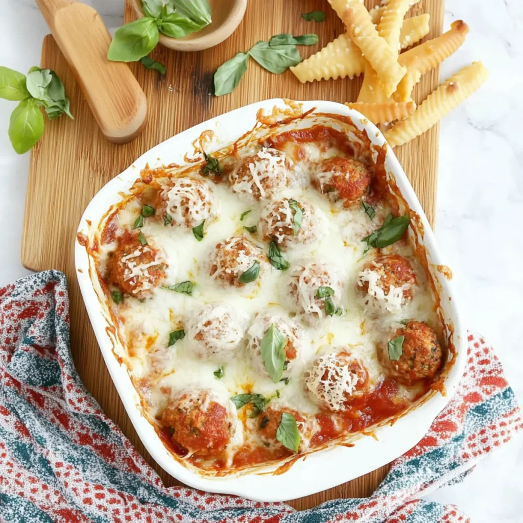 Chicken Parmesan Meatball Casserole