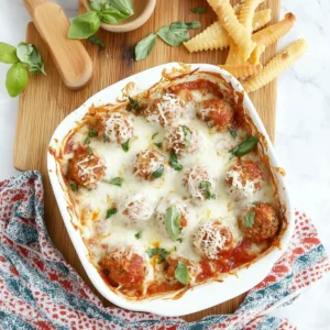 Chicken Parmesan Meatball Casserole