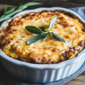 Cheesy Potato Breakfast Casserole with Turkey Sausage and Eggs