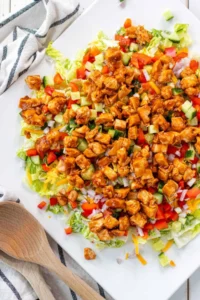 Delicious Honey Hot Chicken Salad with spicy chicken and fresh greens