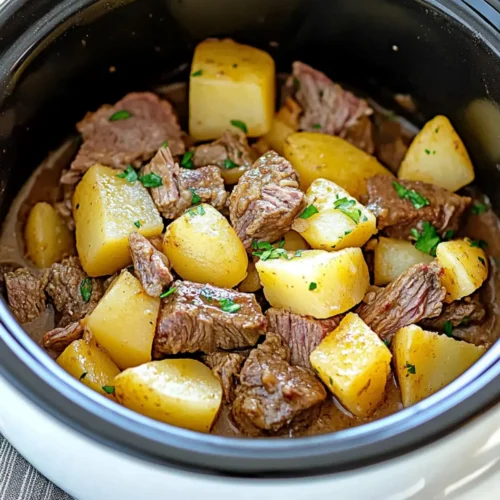 Slow Cooker Steak and Cheddar Potato Casserole