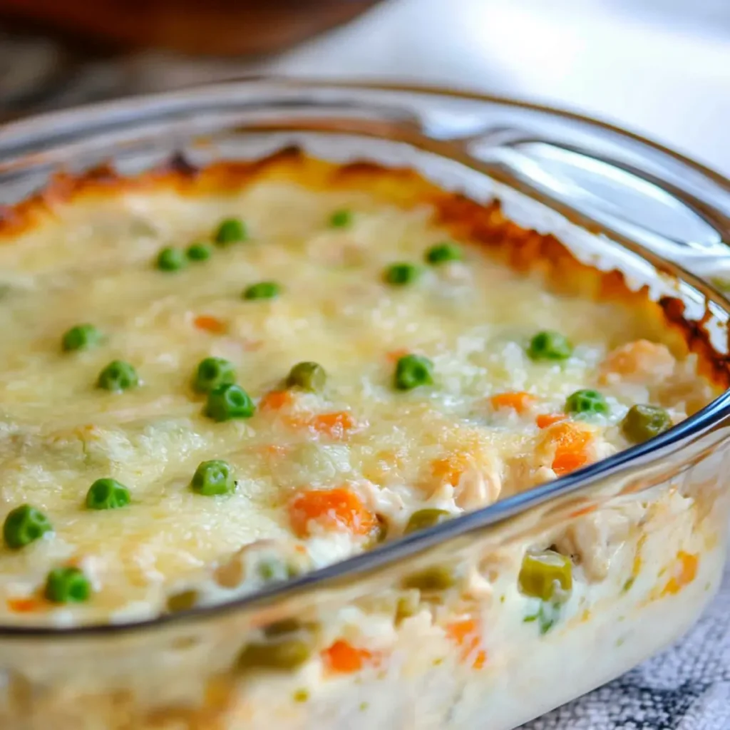 Cheesy Crustless Chicken Pot Pie Casserole (gluten free!)