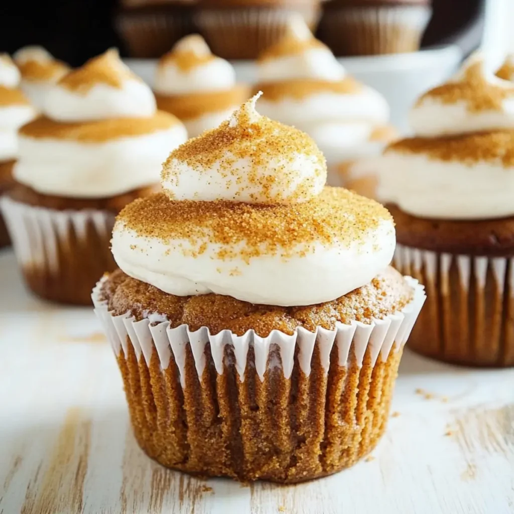 Gingersnap Pumpkin Cupcakes with Marshmallow Frosting