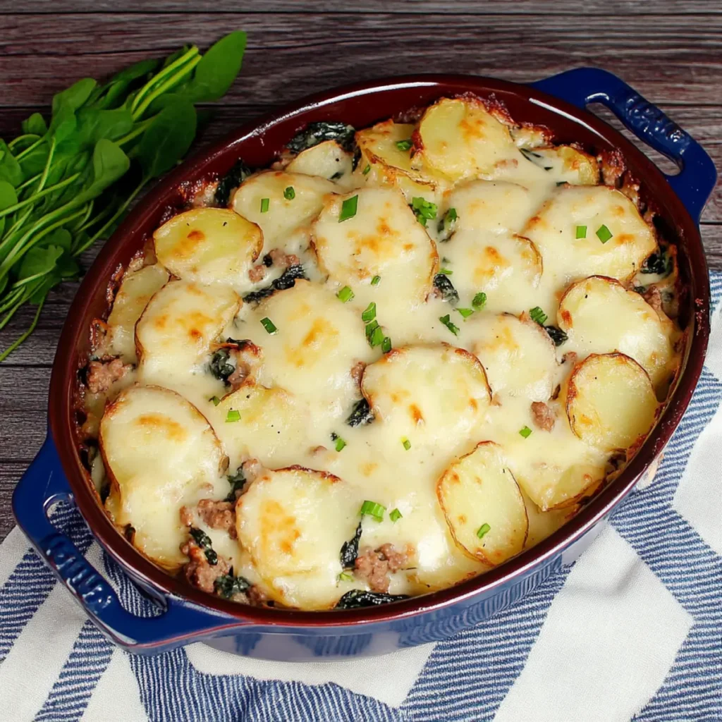 Potato and Ground Beef Casserole (with spinach)