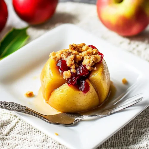 Easy Crockpot Baked Apples with Cranberry Crisp Filling