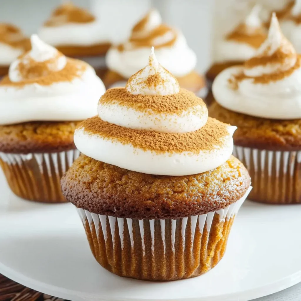 Gingersnap Pumpkin Cupcakes with Marshmallow Frosting