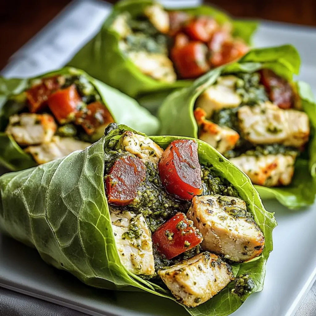 Quick Healthy Pesto Chicken Lettuce Wraps Recipe