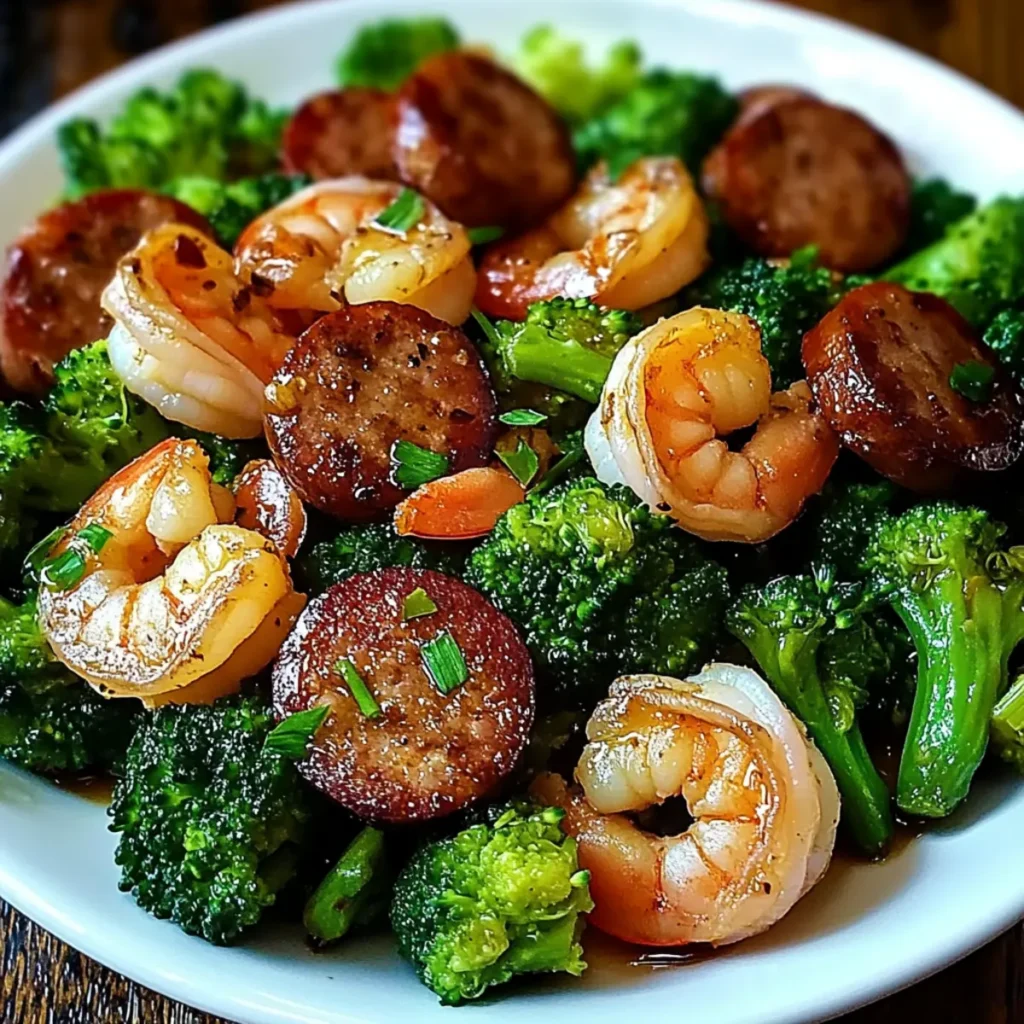 Quick Honey Garlic Shrimp, Sausage, Broccoli Dinner Recipe