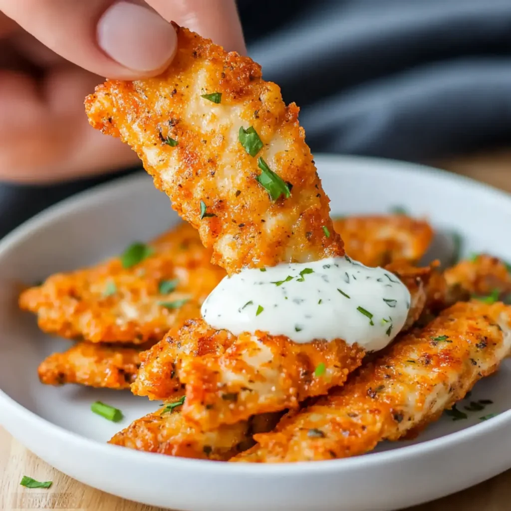 Healthy Buffalo Ranch Baked Chicken Strips - Sugarless