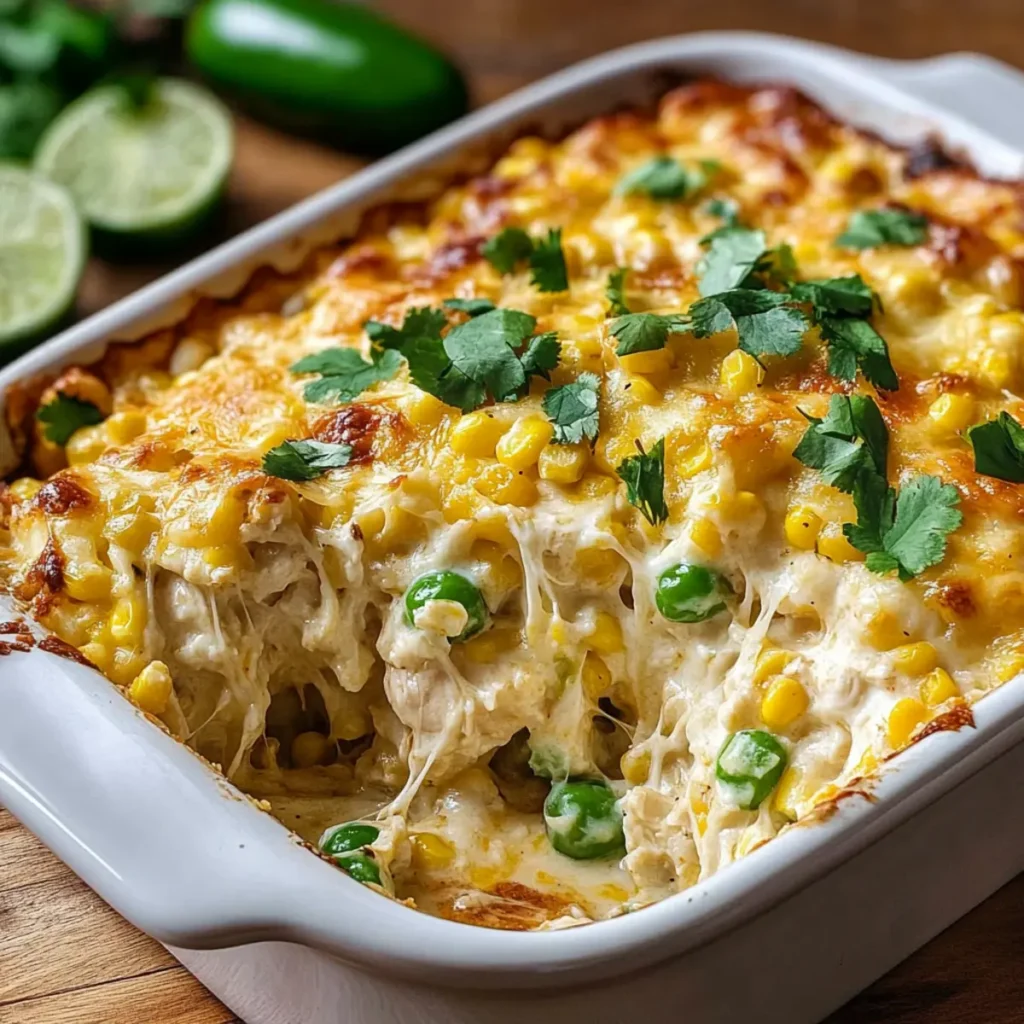 Street Corn Chicken Casserole with Cheesy Corn Blend