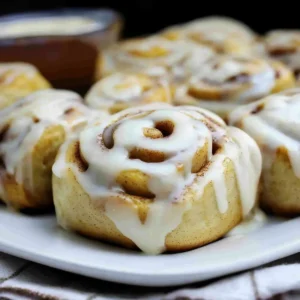 No Yeast Pumpkin Cinnamon Rolls with Cream Cheese Glaze