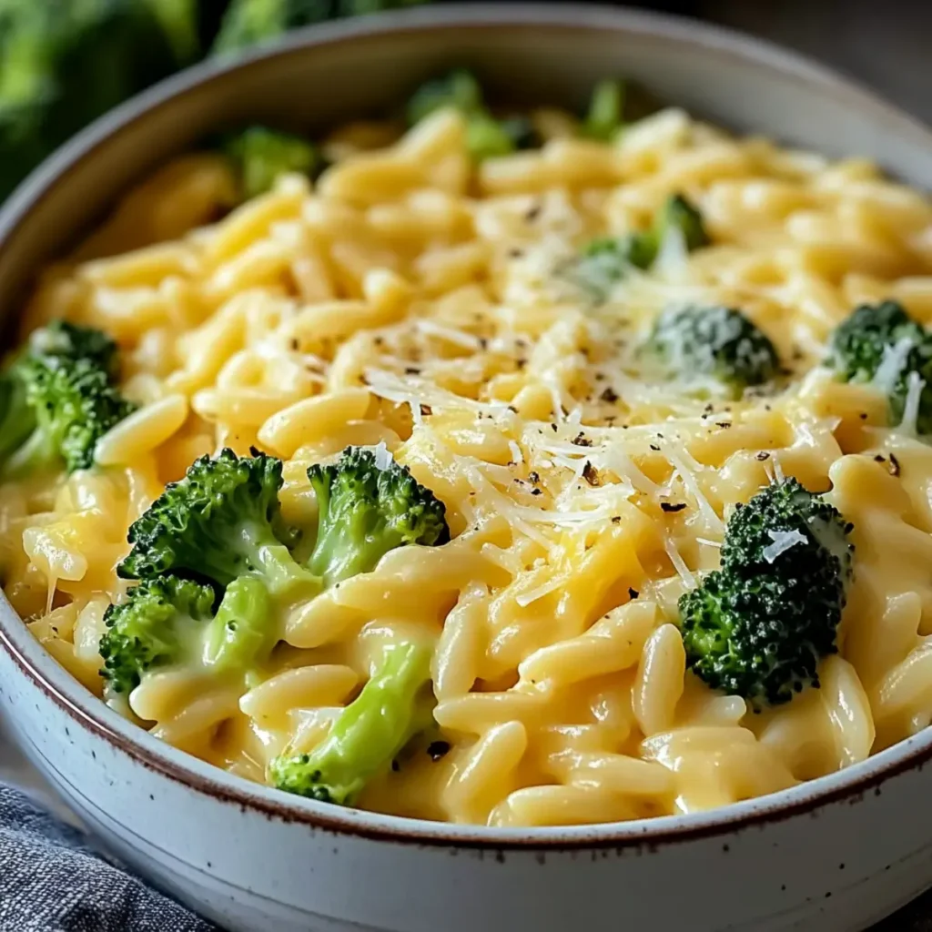 Creamy One-Pot Broccoli Cheddar Orzo