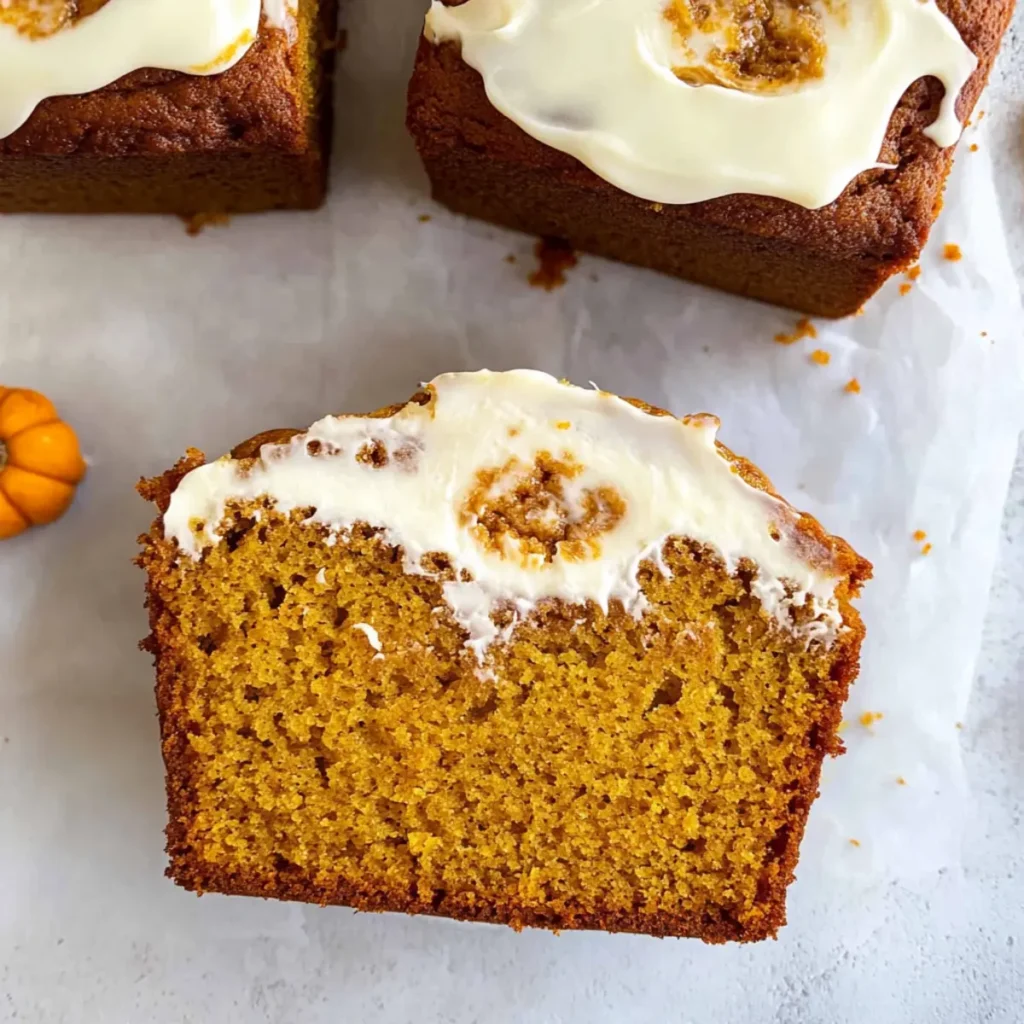 Pumpkin Bread with Cream Cheese Frosting