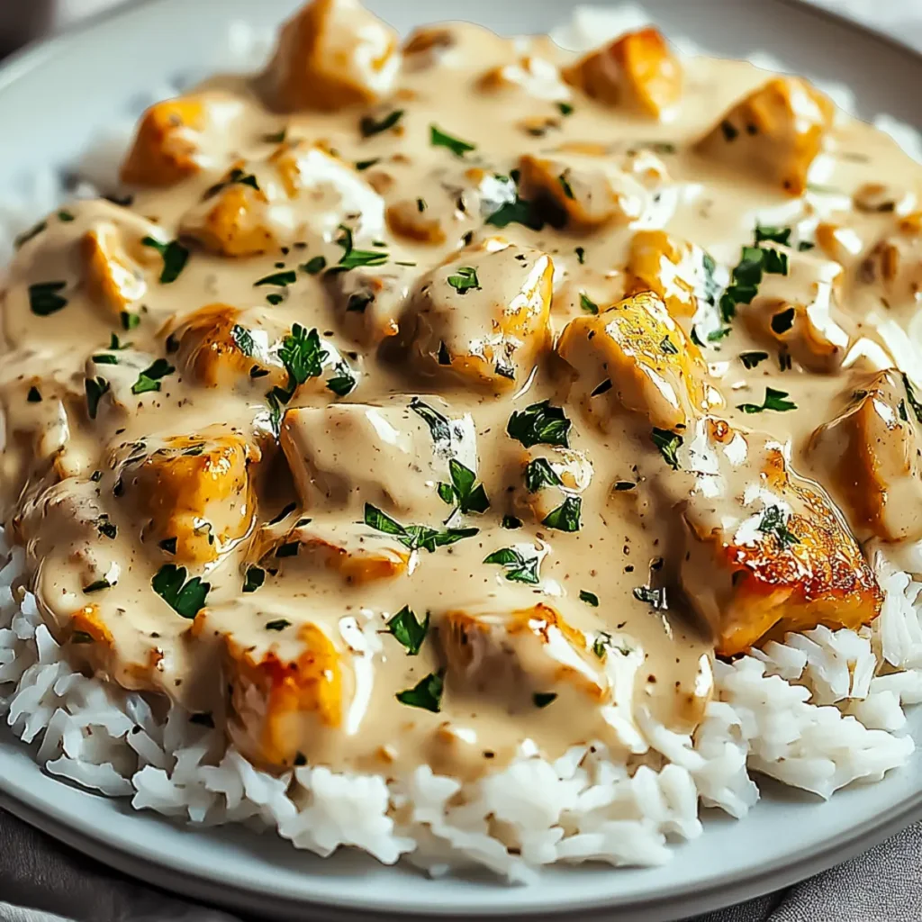 CREAMY SMOTHERED CHICKEN AND RICE
