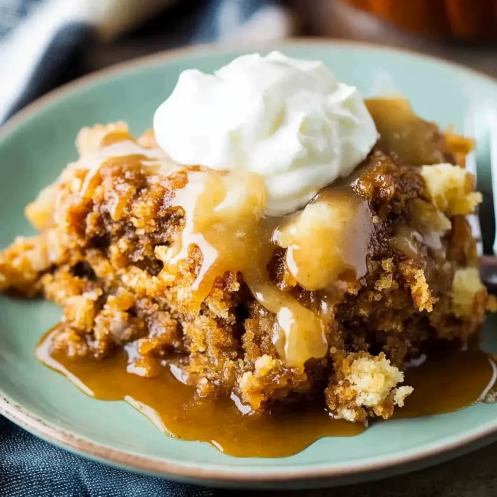 Crockpot Pumpkin Spice Dump Cake (3 Ingredients)