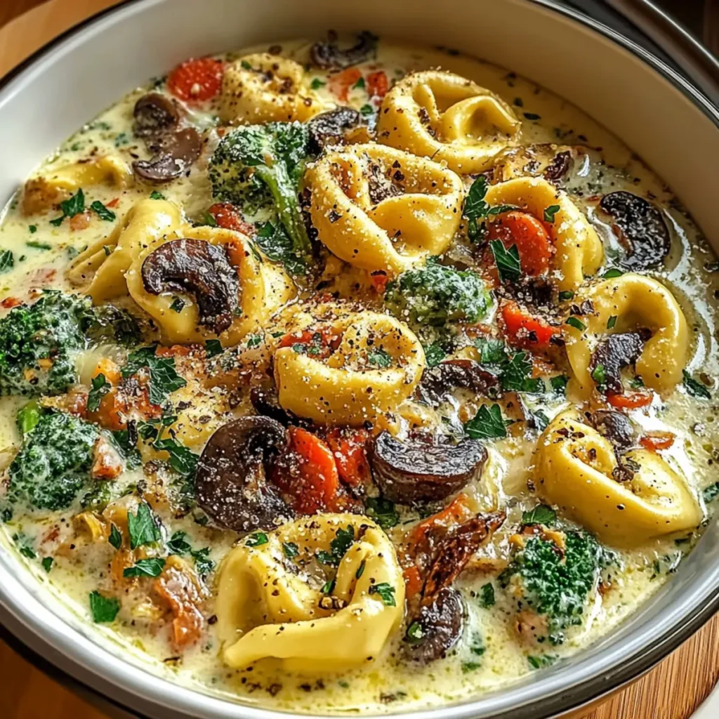 Easy Crockpot Creamy Veggie Tortellini Recipe