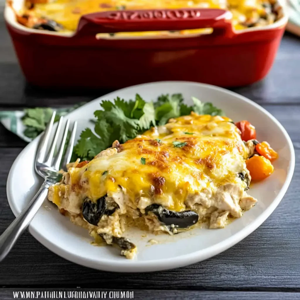 Chicken Poblano Casserole Recipe with Creamy Sauce